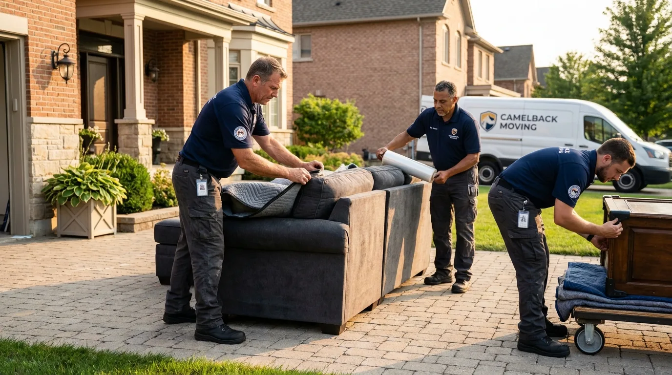Large estate moving crew wrapping furniture in Stedman, NC